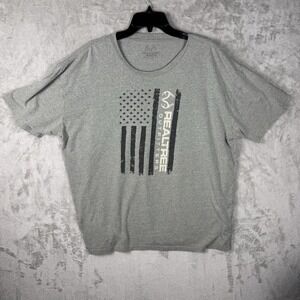 Men's Realtree‎ Graphic American Flag T-Shirt ~ Gray ~no Tag See Measurements